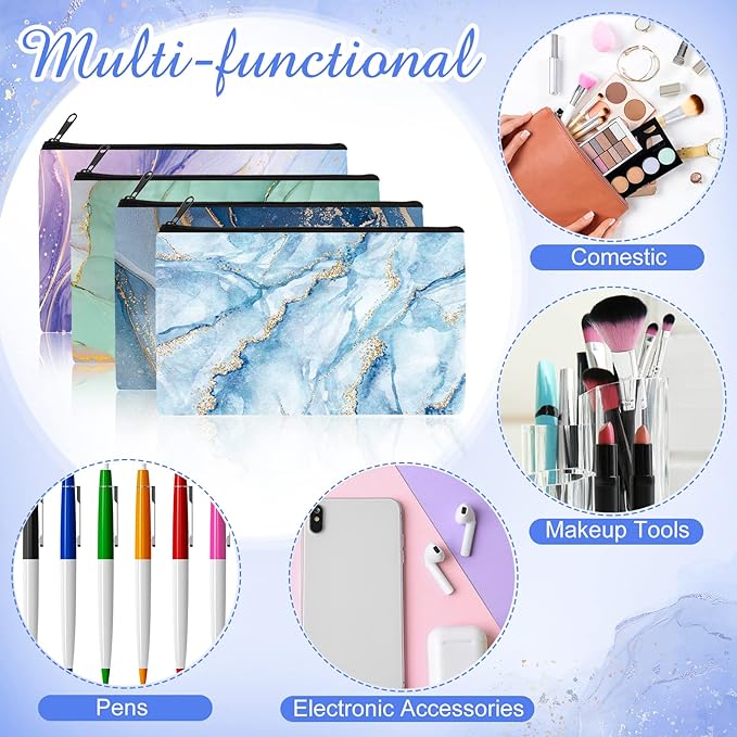 Reginary 20 Pieces Marble Cosmetic Bag Bulk for Women Marble Makeup Bag Gifts Roomy Makeup Bags with Zipper Toiletry Bags Pouch Travel Accessory Organizer Christmas Small Gifts, 7 x 4.3 Inches