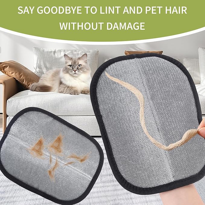 2025 New Upgrade Five-Finger Electrostatic Pet Hair Removal Glove for Cat & Dog, Reusable 3Pcs Pet Hair Remover Tool for Clothing, Couch, Carpet, Bed, Curtain