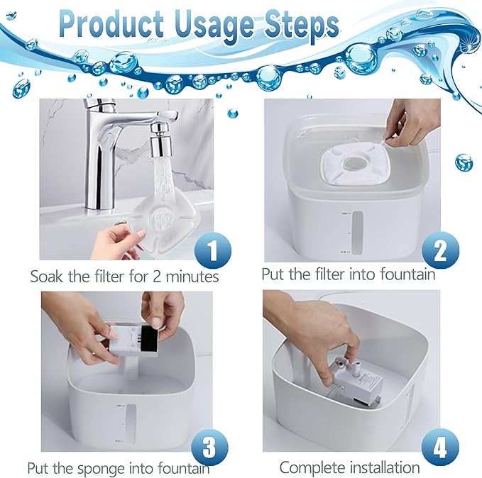 18 Pcs Cat Fountain Filters Replacement Compatible with VEKEN 95oz/2.8L, 67oz/2L, 135oz/4L Pet Fountain