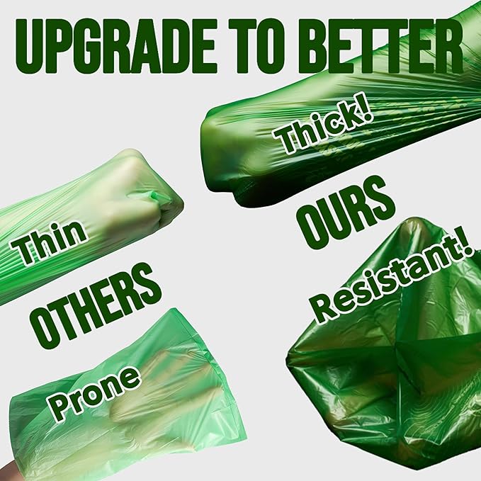 Ultra Thick & Deep RockRhino Dog Poop Bags for Large & XL Breeds | 4-Layer Interlocked Bottom | 100% Home Compostable, 0% Plastic | Vanilla-Scented | 60 Bags, Easy Open Tie Handles, Not for Scooper