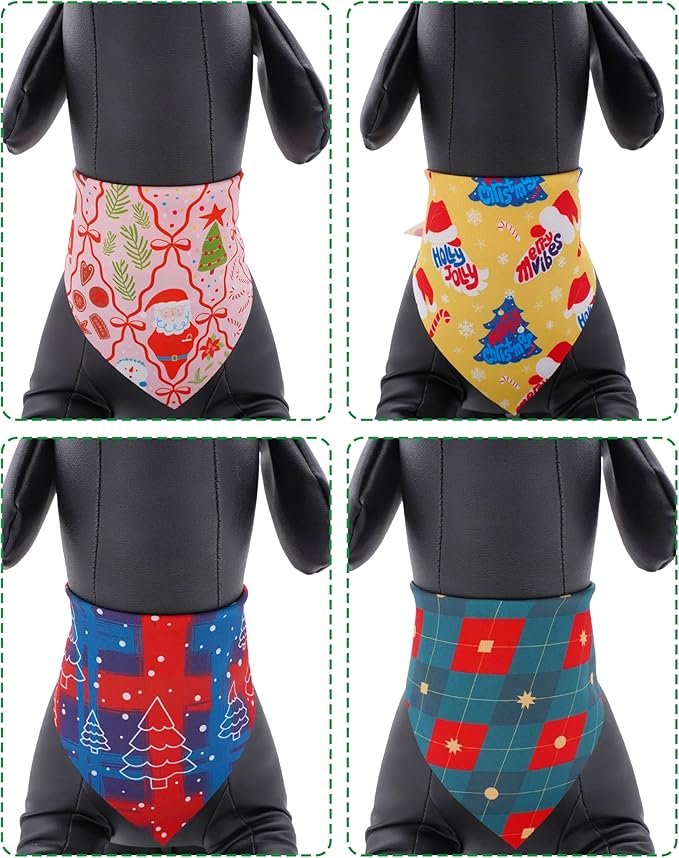 PET SHOW 100 Pack Christmas Dog Bandanas Bulk No Seam Extra Small Dog Scarves XS Xmas Puppy Triangle Bibs Kerchief Set Cats Pet Girl Boy Holiday Party Grooming Accessories, S