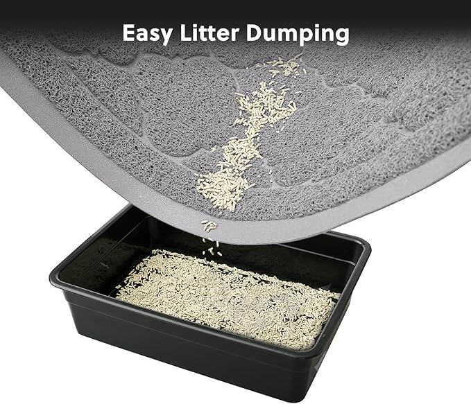 WePet Cat Litter Box Mat, Kitty Premium PVC Pad, Durable Trapping Rug, Phthalate Free, Urine-Resistant, Scatter Control, L 35 x 23 Inch, Cadet Grey