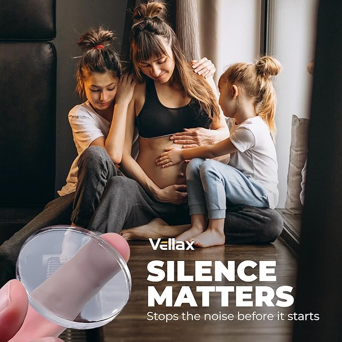 Large 2" Door Knob Wall Protectors โ 6 Clear Self-Adhesive Silicone Bumper Pads in Damp Button Shape โ Noise Dampening Wall & Furniture Guards by VELLAX