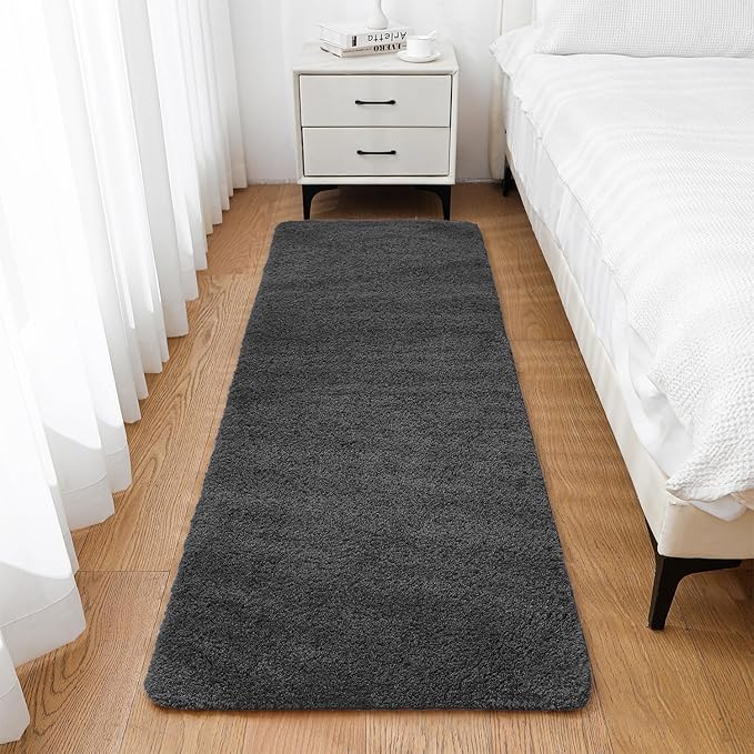 Dark Gray Bathroom Rugs Runner 24"x72" - Extra Long Plush Bath Mat, Non Slip Absorbent Microfiber Floor Rug, Washable and Fluffy - Ideal for Bathroom, Kitchen or Pet Mat Use
