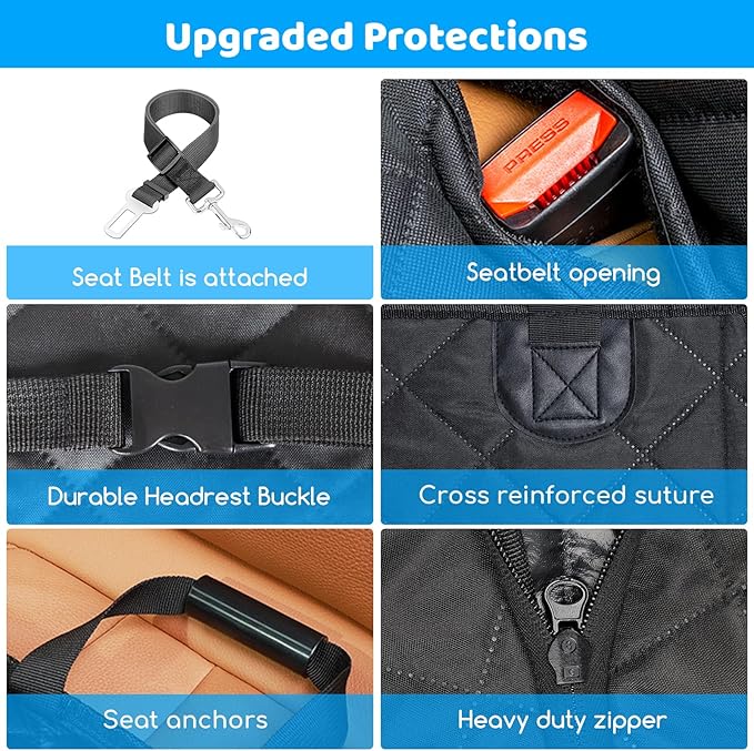 URPOWER XL Dog Back Seat Extender for Crew Cab Truck, Hard Bottom Dog Car Seat Cover Holds 550lbs Waterproof Dogs Car Hammock Pet Backseat, Pet Truck Accessories for F150 / RAM 1500/ Tundra Crew Cab