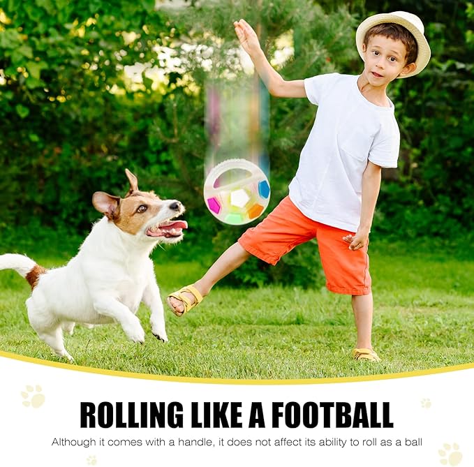 YOOGAO Pet Dog Toy Ball with Handle, Toss and Fetch Play, Interactive Ball for Dogs Playing, Squeaky Floating (2pc)
