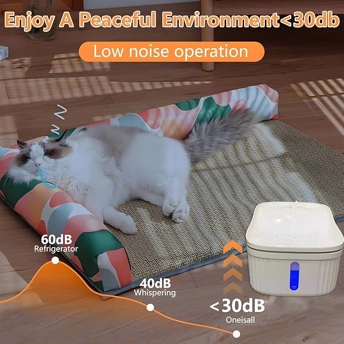 Cat Water Fountain, 101oz/3L Automatic Pet Water Fountain Dog Water Dispenser with LED Light and Water Level Window (Plug not Included)- for Cats, Dogs, Multiple Pets