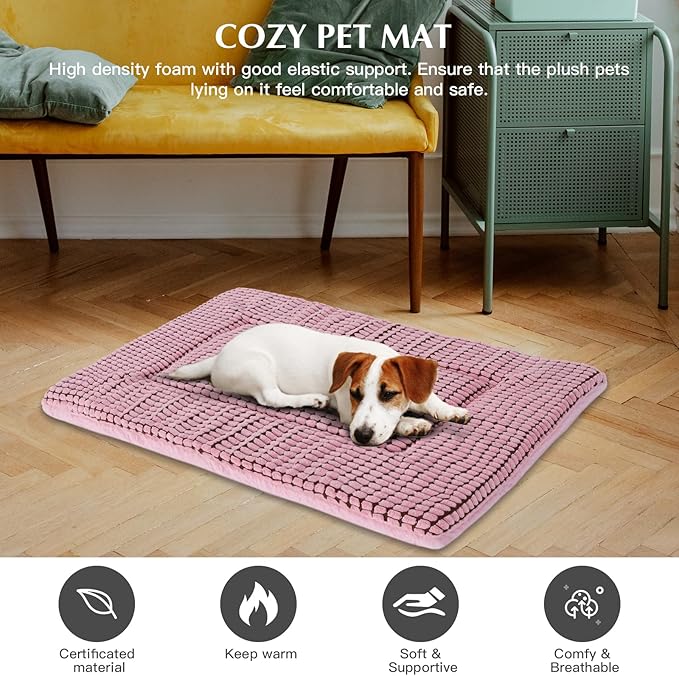 BVAGSS Reversible Dog Crate Pad, Memory Foam Pet Bed Mat, Soft Warm Machine Washable Sleeping Kennel Mattress for Small Medium Large Dogs XH079 (42''x28''x1.6'',Pink)