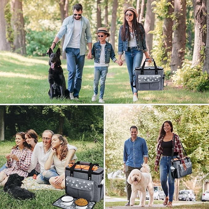 CLAWIST Large Dog Travel Bag, Airline Approved Dogs Bags for Traveling, 2 Dog 's Food Travel Container and Collapsible Bowls, Weekend Pet Travel Bags