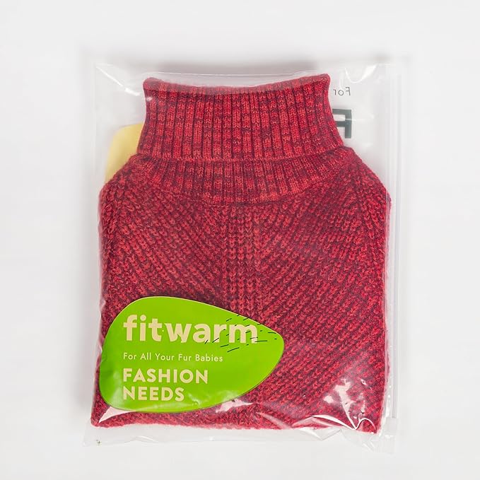 Fitwarm Knitted Turtleneck Dog Sweater, Thermal Dog Winter Clothes for Small Dogs Boy Girl, Holiday Pet Outfit, Heather Dark Red, Small