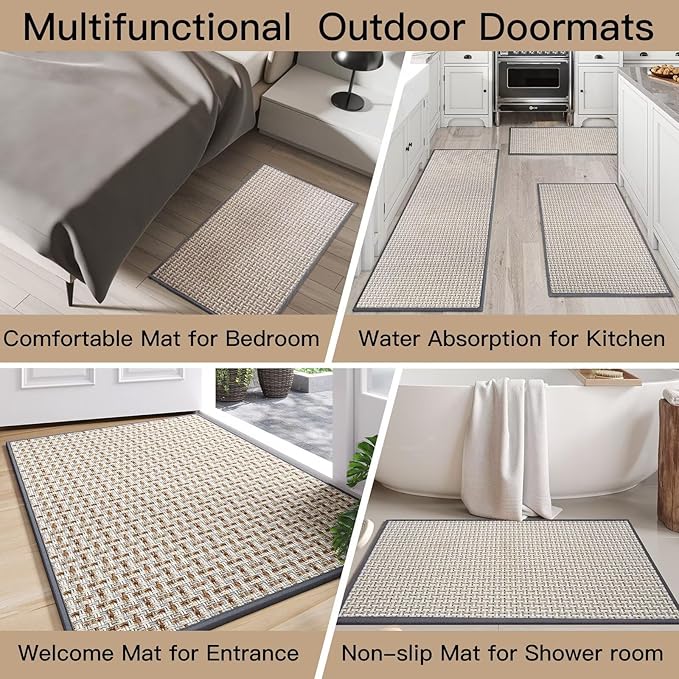 YDKGL Door Mat 31"x47", Dirt Resistant and Absorbent, Non-Slip Rubber Backing Floor Mats, Easy Clean Low-Profile Doormat for Entryway, Front Door, Inside Entrance, Gray