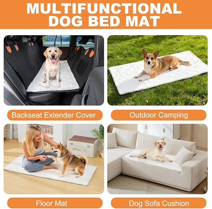 Backseat Pet Bed Mat, Truck Plaid Dog Bed for Car Back Seat, Deluxe Dog Seat Covers, Non-Slip Travel Pet Mat, Fit for Backseat Extenders and Trucks SUV