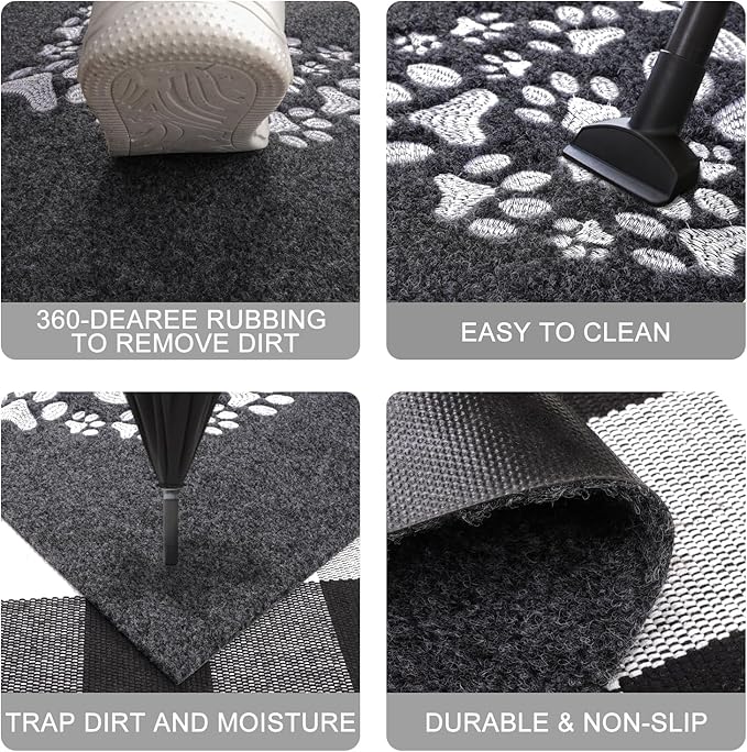 Gray Indoor Doormat, Dog Hair Mat Standard Welcome Front Door Entryway Mats, Funny Door Mat, Durable Non Slip Rubber Dirt Entrance Mats, 36" x 24"