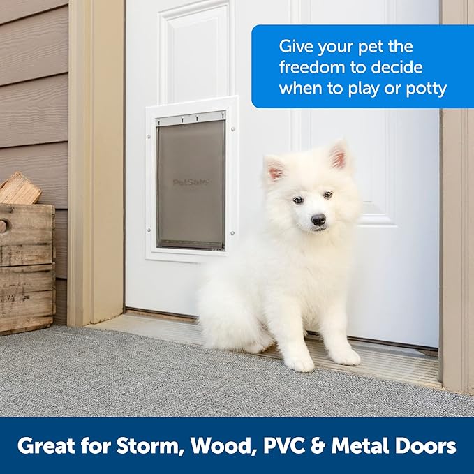 PetSafe Extreme Weather Aluminum Pet Door - Energy-Saving Thermal Barrier Pet Flap with Slide-in Door Locking & Secure Flap Cover - for Dogs Up to 100 lb - Large