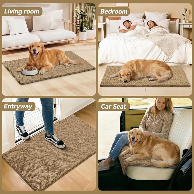 Bcoimo Super Absorbent Dog Door Mat, 48"*30" Anti Slip Mat for Muddy Paws, Pet Rugs for Dirty Paws Washable That Absorbs Moisture and Dirt, for Dog Cage and Pet Resting Carpet