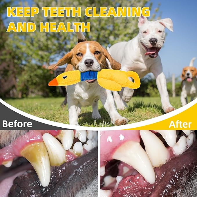 Mihachi Squeaky Dog Toys, Plush Stuffed Puppy Toys with Crinkle Paper-Tug of War Dog Toys for Small, Medium and Large Dogs Duck Interactive Squeaky Pet Toys to Keep Them Busy, Yellow Duck