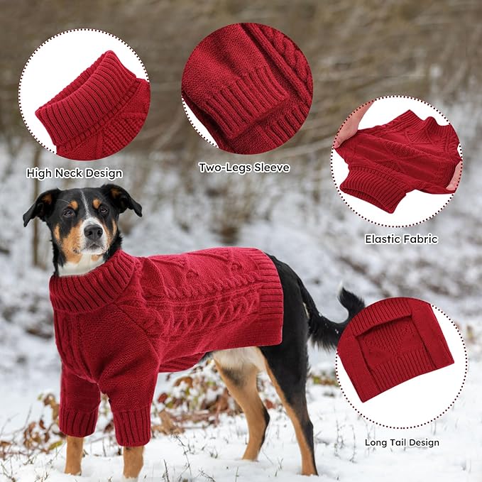 ASENKU Knitted Dog Sweater, Pullover Big Thermal Dog Winter Sweater, Turtleneck Doggy Sweaters for Large Medium Dogs Boy Girl,Warm Pet Sweatshirt for German Shepherd,Great Dane,5XL