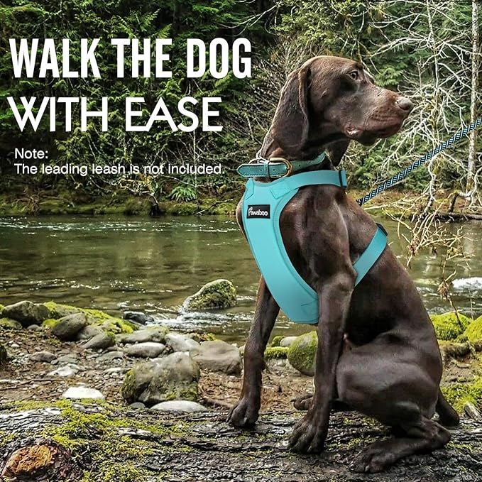 Pawaboo Adjustable Dog Safety Vest Harness with Seatbelt, Dog Seat Belt Harness for Car, Breathable Dog Seatbelt Safety Tether, XL, Blue