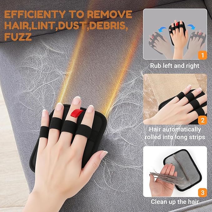 Pet Hair Removal Glove-Cats Dogs Grooming Gloves Reusable Pet Hair Remover Tool for Clothing,Couch, Furniture, Car Seat,Carpet, Upgrade Efficient Cat Hair Remover Gloves-3 PCS
