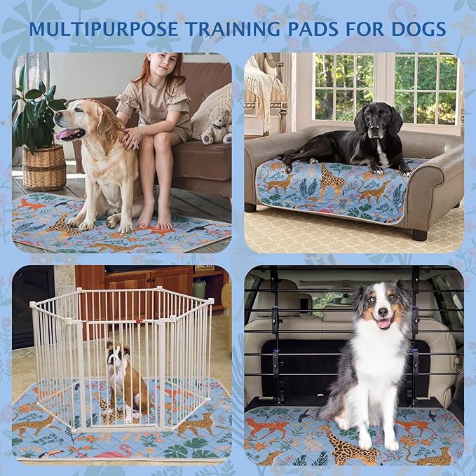 IEUUMLER Washable Pee Pads for Dogs, 2 Pack Forest Pattern Reusable Waterproof Puppy Pads, Non-Slip Super Absorbent Dog Training Pad for Playpen Crate Bed EU013 Blue Jungle, 30x20