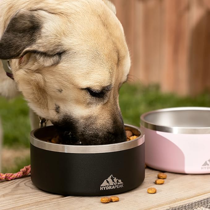 Hydrapeak Dog Bowl; Non Slip Stainless Steel; Water and Food Dish; Large Sized and Small Dogs; 32oz 64oz; Multiple Sizes; 4 Cup | Rosewood