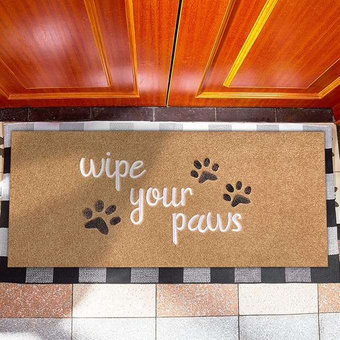 Large Front Door Mat Welcome Door Mats for Entrance Doormat Floor Mat, Durable Non Slip Rubber Entryway Door Mat, Wipe Your Paws Funny Mat for Front Door Doormat 18"x47" Brown