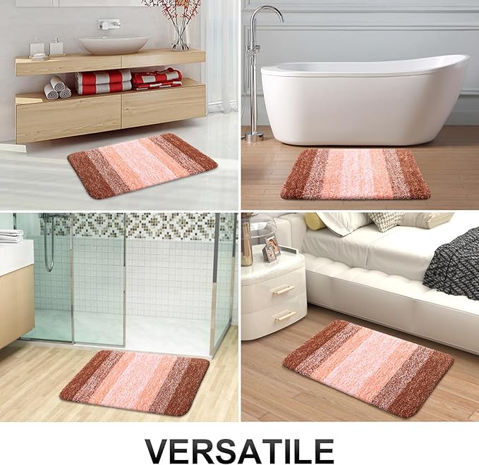 OLANLY Bathroom Runner Rugs 47x20, Extra Soft Absorbent Microfiber Bath Rugs, Rubber Backing, Quick Dry, Machine Washable Bath Mats for Bathroom Floor, Tub and Shower, Home Decor Accessories, Orange