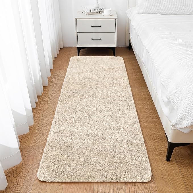 Beige Bathroom Rugs Runner 24"x72" - Extra Long Plush Bath Mat, Non Slip Absorbent Microfiber Floor Rug, Washable and Fluffy - Ideal for Bathroom, Kitchen or Pet Mat Use