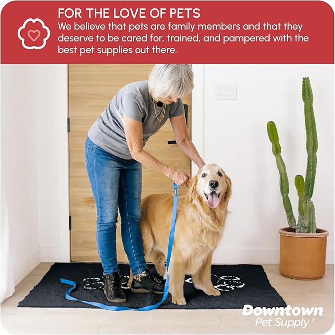 My Doggy Place Microfiber Dog Mat for Muddy Paws, 60" x 36" Charcoal with Paw Print - Non-Slip, Absorbent and Quick-Drying Dog Paw Cleaning Mat, Washer and Dryer Safe - X-Large/Runner