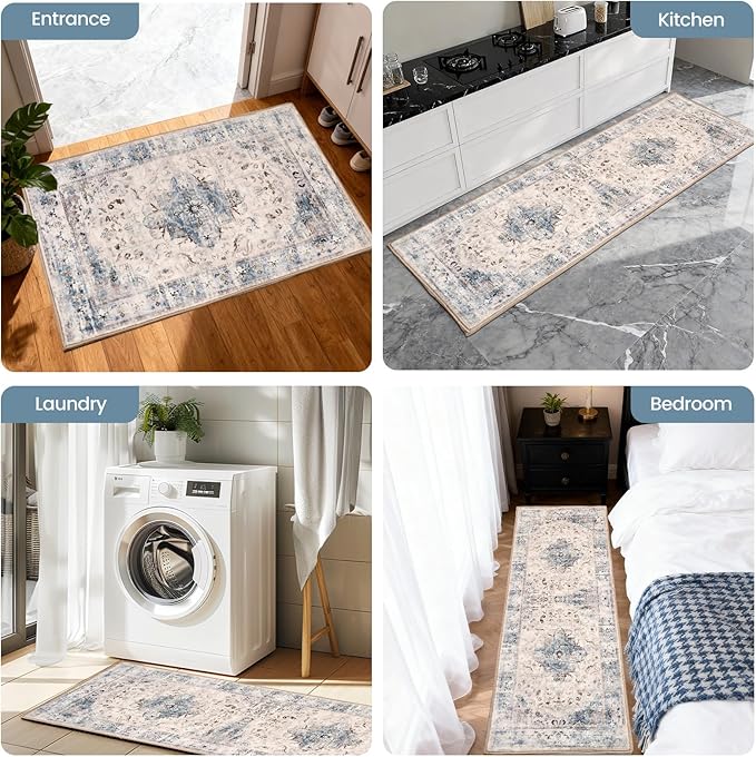 Kitchen Rug Set 3Pcs, Boho Rug Sets Non Slip Washable for Floor Thick Farmhouse Kitchen Decor Runner Rugs for Kitchen, Entryway,Laundry, Hallways 20''x32''+20''x48''+20''x59