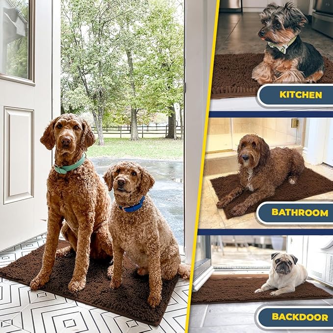 Muddy Mat® | Super Absorbent Door Mat Indoor, Microfiber Quick Dry Chenille Entryway Rug, Non-Slip Front Door Mat, Indoor Mats for Entryway, Machine Washable Pet Rug, Brown 35"x24"