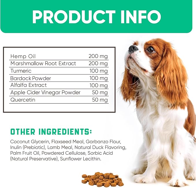Natural Dog Allergy Chews for Dog Itch - Tasty Allergy Relief Pet Supplement for Dry Itchy Skin, Hot Spots, Seasonal Dog Allergies - 180 Anti Itch Immune Treats for Dogs Licking Paws, Antihistamine