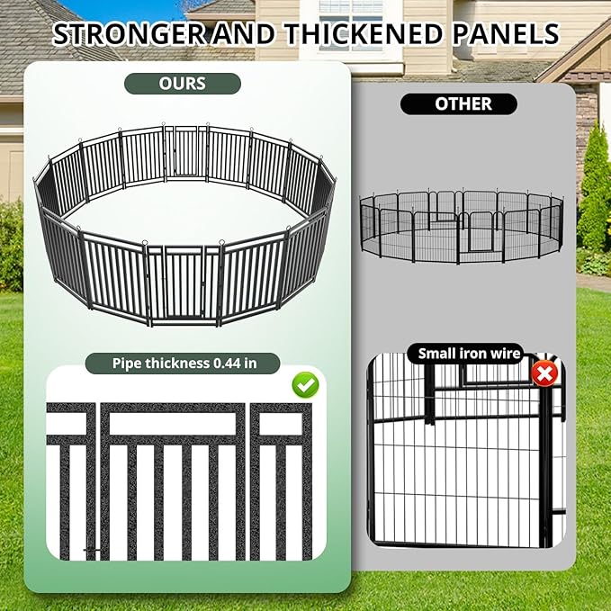 Dog Fence Outdoor Indoor, 32" Inch Height 40 Panels Dog Playpen for Large/Medium/Small Dogs Metal Dog Pen for Yard Camping and RV | Black-Silver