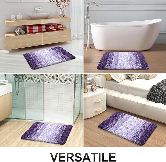 OLANLY Bathroom Rugs Mat 34x21, Extra Soft Absorbent Microfiber Bath Rugs, Rubber Backing, Quick Dry, Machine Washable Bath Mats for Bathroom Floor, Tub and Shower, Home Decor Accessories, Violet