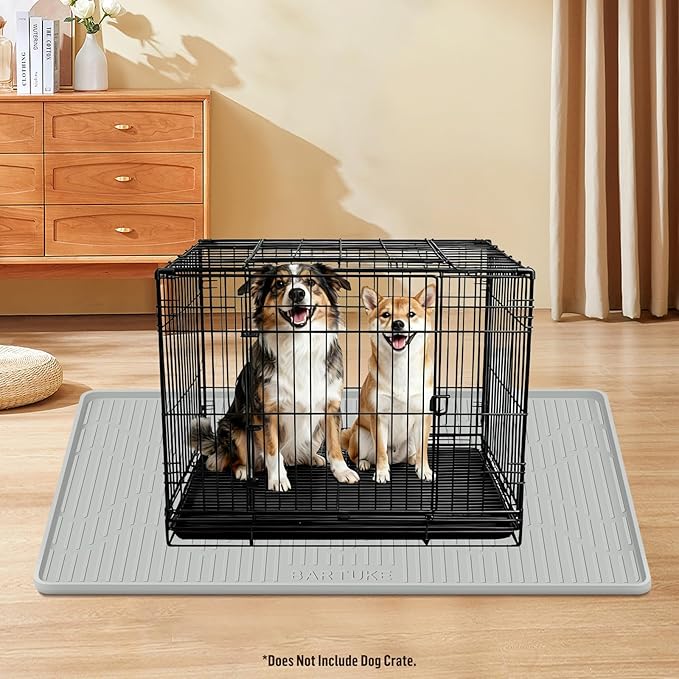 Silicone Dog Crate Mat, 40" x 22" Crate Liner for Dog Cages, Kennel Mat with Raised Edge, Washable, Waterproof, Leakproof, Protect Floors