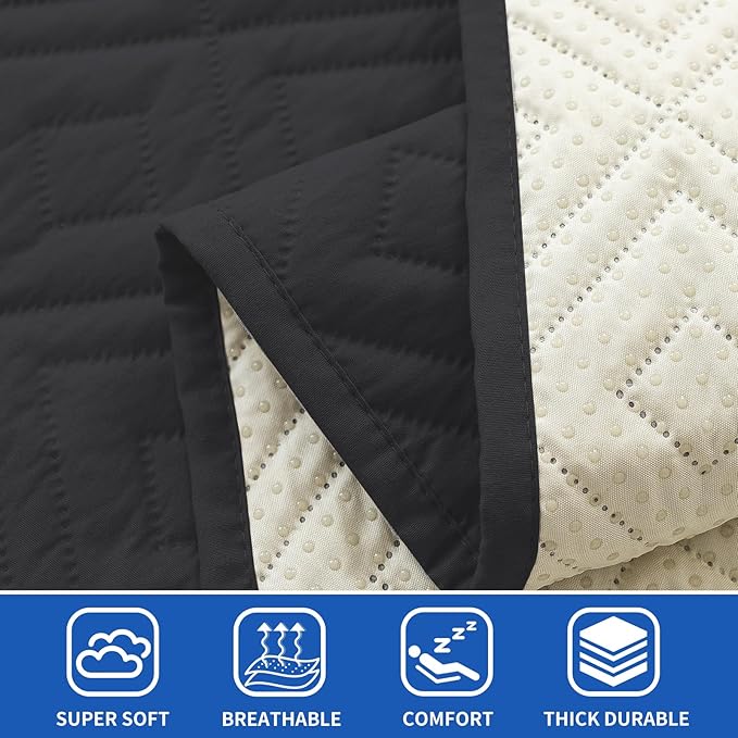 2026 Waterproof Bed Sofa Blanket (68"x82") Comfy Couch Sofa Mat for Dog Pets with Anti-Slip Back, Universal Incontinence Lightweight Liner Pad for Furniture Car Picnic etc Durable Washable, Black
