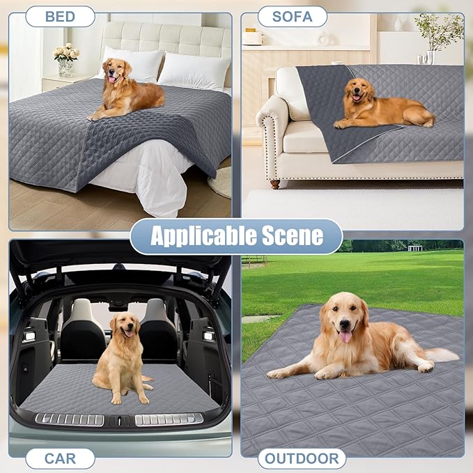 Smiry Waterproof Dog Bed Cover Pet Blanket, Soft Washable Dog Blanket for Furniture Bed Couch Sofa Reversible, Checkered (40"x90", Grey/Dark Grey)