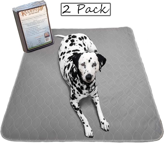 Washable Pee Pads for Dogs | Non-Slip Quick Dry| Fast Absorbing Wee Mat for Playpen Housebreaking Indoor Potty Training Whelping Incontinence Travel (2-Pack 36x41in, Grey Extra Padded)