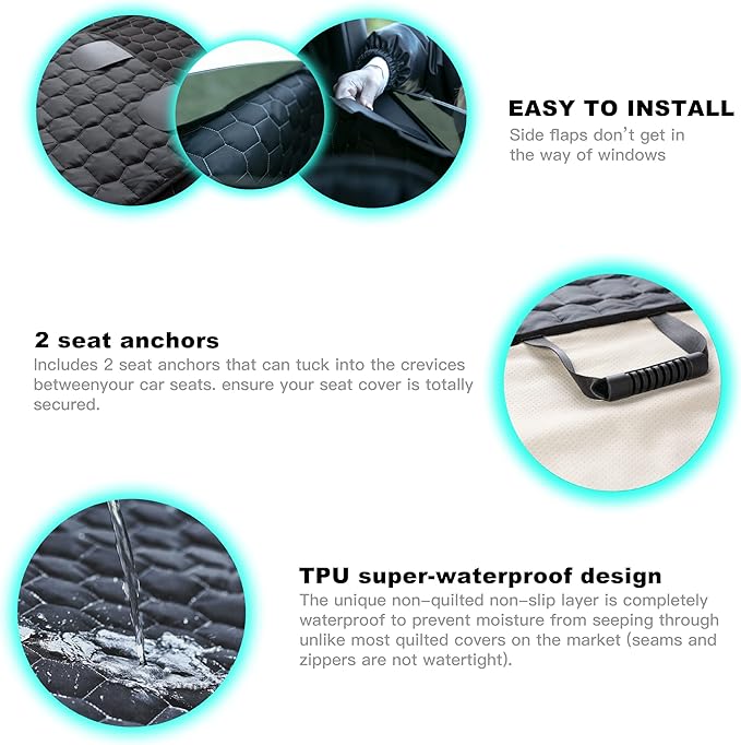 Dog Seat Covers for Back Seat, Dog Car Seat for Tesla Model 3, 100% Waterproof Pet Seat Cover Protects from Scratches, Scuffs, Hammock for Tesla with Mesh Window & Headrest Protection