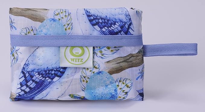O-WITZ Reusable Grocery Bags | Vibrant Tote Bag For Groceries, Gym, Office, Beach, Toys & More | Washable Design With Large Handles For Maximum Convenience | Folds Into A Small Pouch, Blue Jays