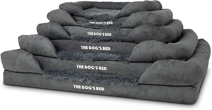 The Dog’s Bed, Medium Grey Faux Fur, Memory Foam, Pain Relief: Arthritis, Hip & Elbow Dysplasia, Post Surgery, Lameness, Supportive, Calming, Washable Cover