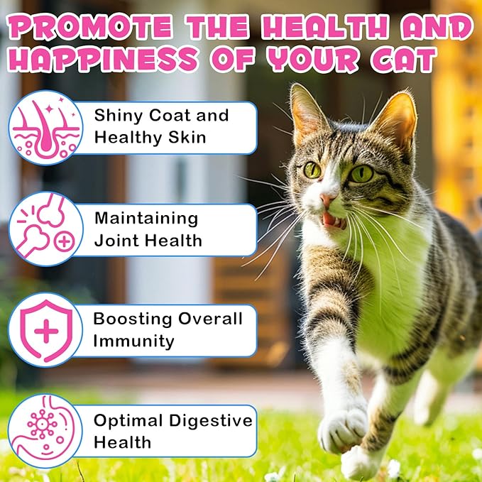 Collagen for Cats, Skin and Coat Supplement for Cats, Liquid Collagen for Cats, Itch Relief for Cats with Allergies, Support Immunity, Joint Health, Cat Collagen Supplement (2 Fl Oz)