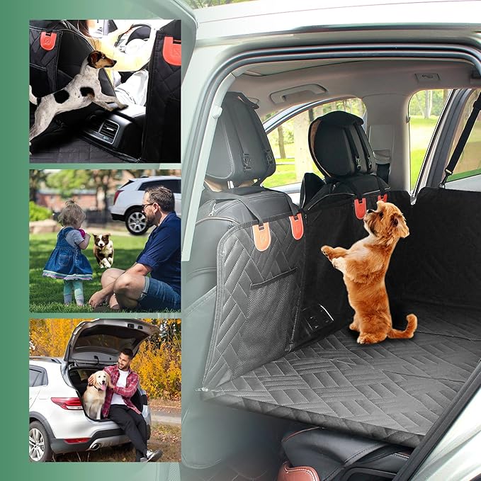 Dog Car Seat Cover for Back Seat - Waterproof Pet Seat Protector with Non-Slip Backing,Heavy Duty Hammock Style Protects Against Fur,Mud & Scratches for Cars,SUVs & Trucks