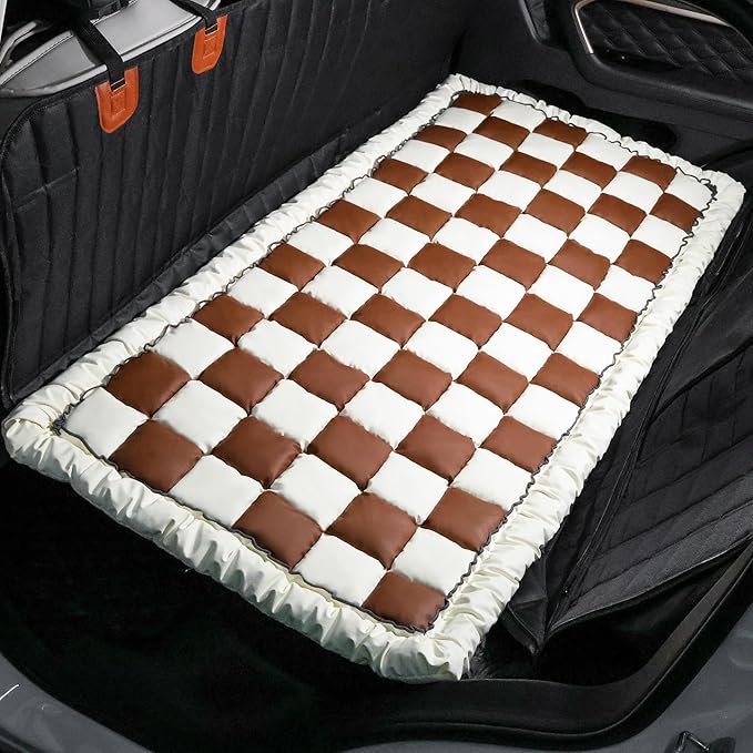 AEEISHOMEREFORM Dog Bed Mat for Car Back Seat,Waterproof Backseat Pet Bed Pad,Non-Slip Dog Car Seat Cover,Leather Pet Cushion Fit for Backseat Extenders and Trucks SUV (Brown, 24.8x54 inch)