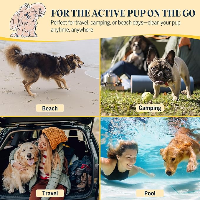 Clean and Floofy Dry Dog Shampoo with Glove – No Rinse Spray Foam, Anti-Itch, Odor Control, Moisturizing & Conditioning, Hydrating, Detangling, Sulfate-Free Waterless Pet Bath Wash for Dogs & Puppies