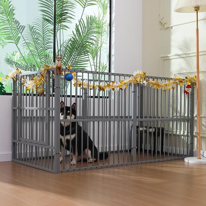 Dog Playpen - 32" Height Dog Pen, Heavy Duty Puppy Pen with Door, Safe & Sturdy, Easy Assemble for Indoor/Outdoor Pet Playpen
