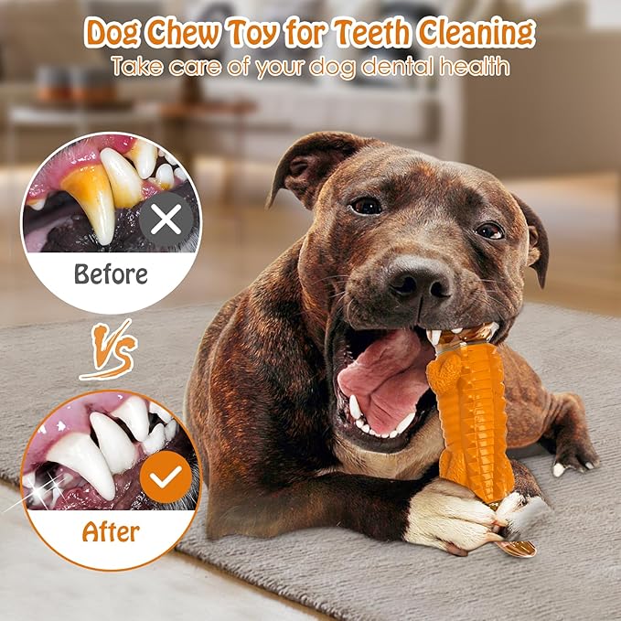 Jeefome Dog Toy for Aggressive Chewers – Dog Chew Toy for Small&Medium & Large Dogs, Tough Dog Toy for Boredom & Anxiety Relief(Orange)