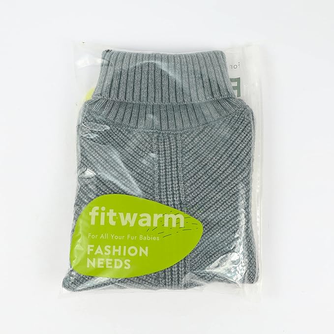 Fitwarm Dog Turtleneck Sweater, Thermal Knitted Pet Coat, Dog Winter Clothes for Small Dogs, Cat Apparel, Heather Grey, Small
