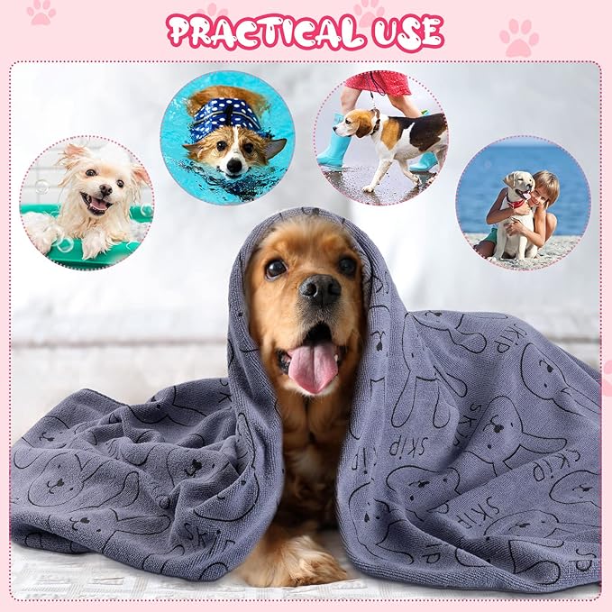 Tatuo 22 Pcs Dog Towels for Drying 20 x 40 Inch Pet Bath Towels Absorbent Microfiber Towel Quick Drying Puppy Bathing Supplies for Small Medium Large Dog Puppy Cat(Colorful,Rabbit Pattern)