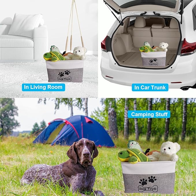 Large Dog Toy Basket Collapsible Dog Toy Box Shape Keeping Rectangle Dog Toy Bin for Pet Toys,Accessories